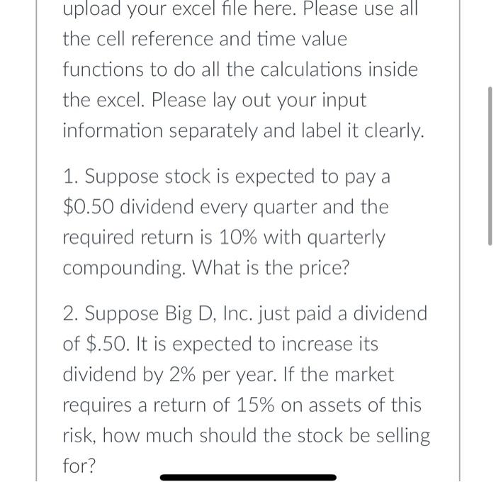 upload your excel file here. Please use all the cell reference
