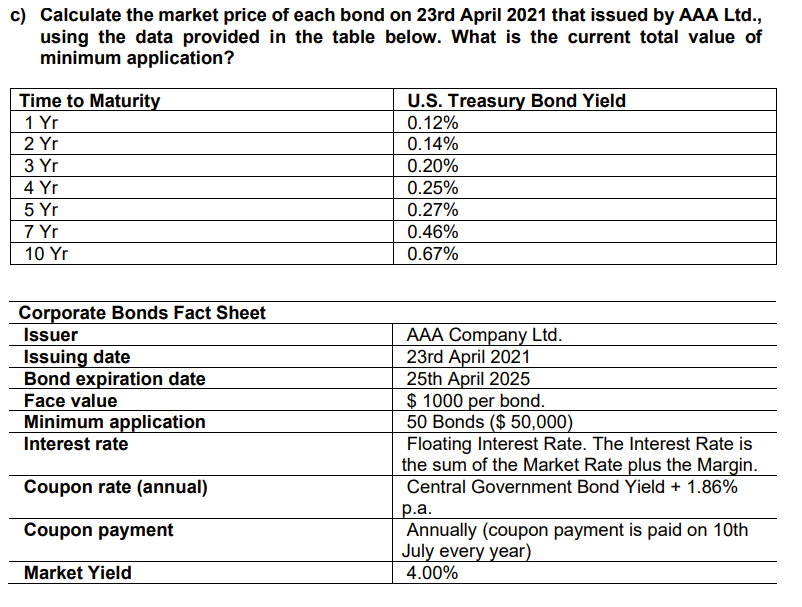 Please do add the steps and formulas used for this. c)