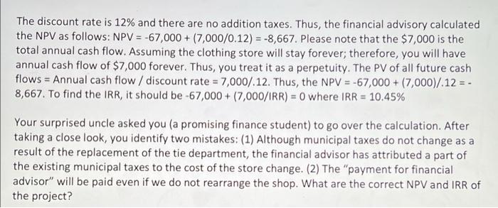 of an up-market clothing store. Because business is down, he is considering