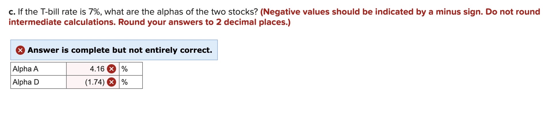 on two stocks and the market index in two scenarios: c. If