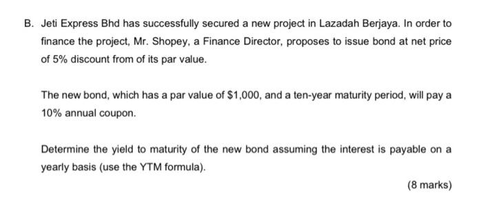  B. Jeti Express Bhd has successfully secured a new project in