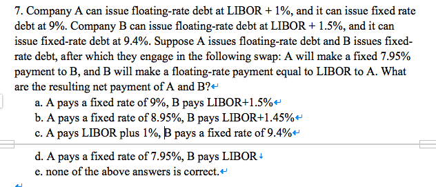 Company A can issue floating-rate debt at LIBOR +1%, and it