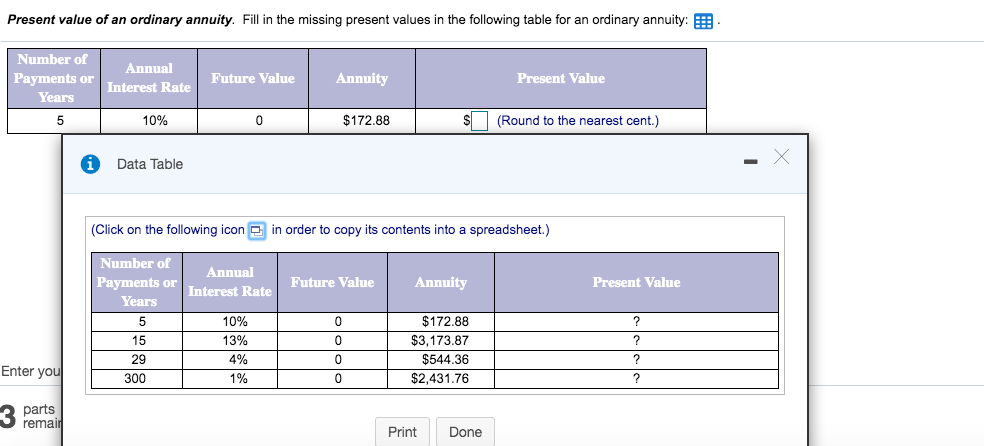 Hi, I need help with this. Thank you Present value of