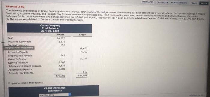  CALCULATOR FULL SCREEN PRINTER VERSION BACK NET Exercise 3-02 The following