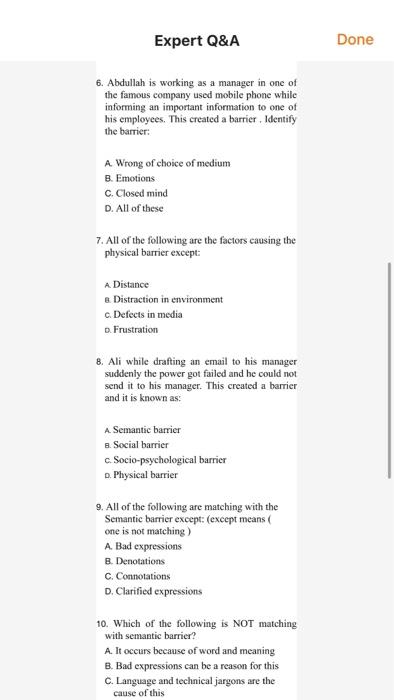  Expert Q&A Done 6. Abdullah is working as a manager in