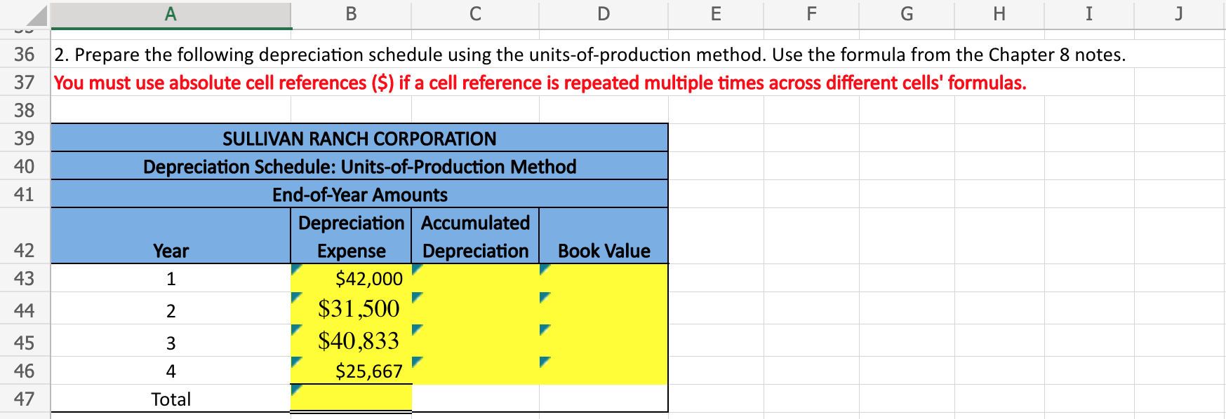 \begin{tabular}{l|l} E & F \end{tabular} G I Sullivan Ranch Corporation has purchased