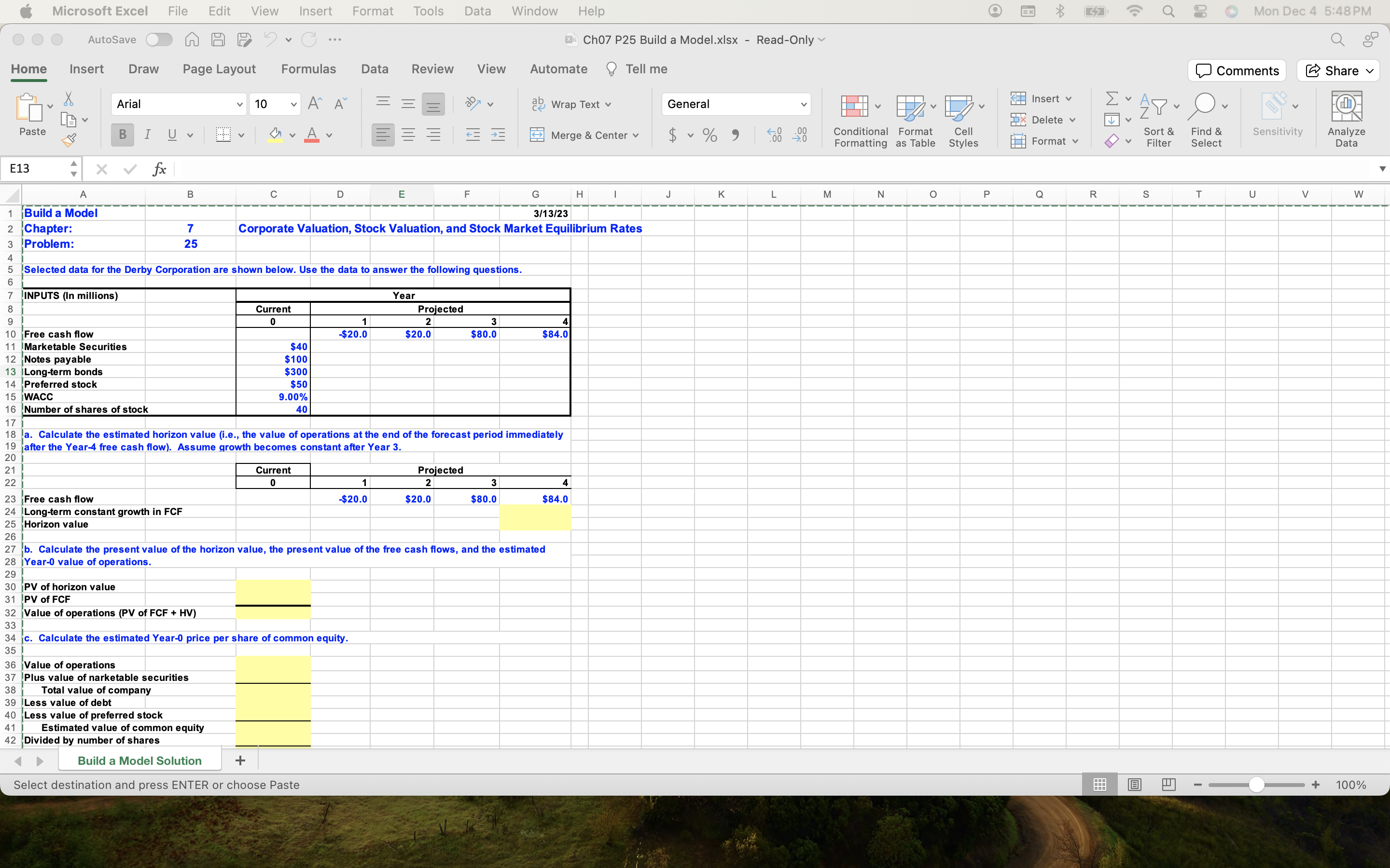  Microsoft Excel File Edit View Insert Format Tools Data Help Mon