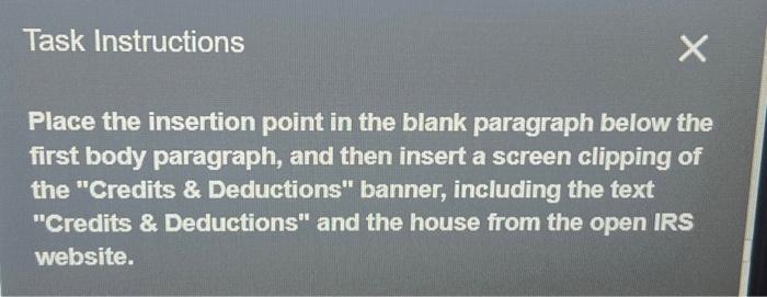 Please help with this question! Task Instructions Place the insertion point in