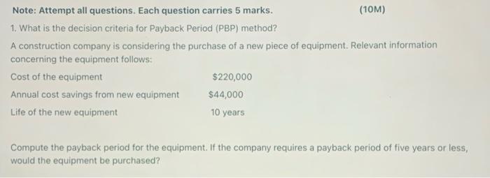  Note: Attempt all questions. Each question carries 5 marks. (10M) 1.