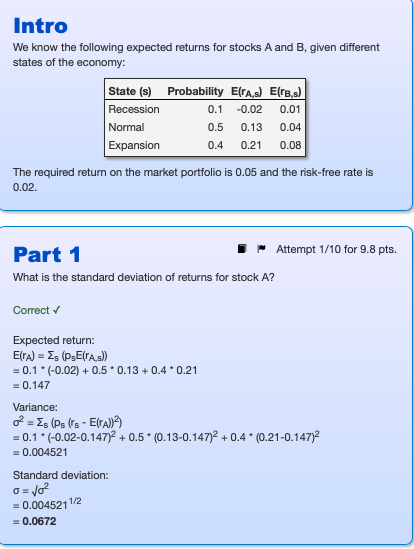  Intro We know the following expected returns for stocks A and