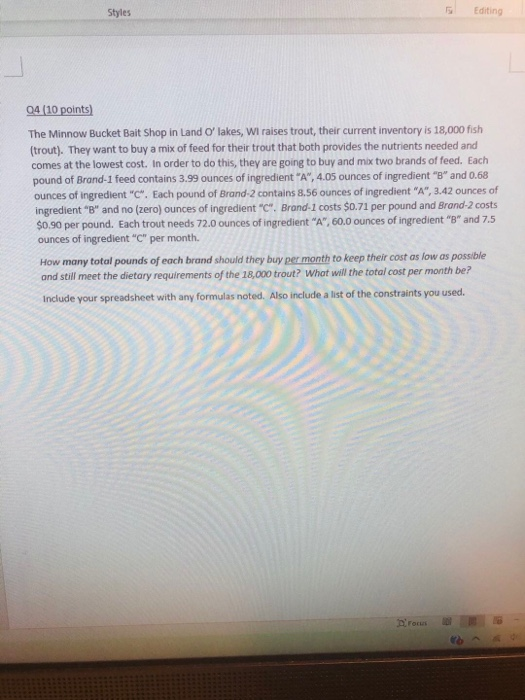 (rounded to 0 decimal places), show the spreadsheets you created to solve