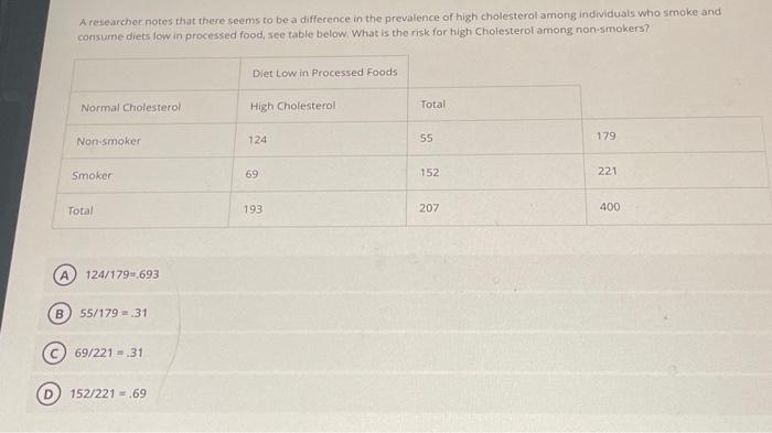  A researchernotes that there seems to be a difference in the