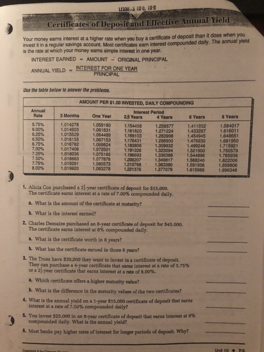 can someone walk me through all the problems? LESSES 10-6, 108 Certificates