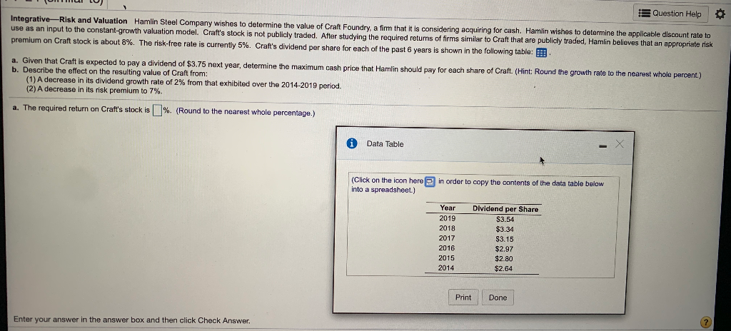 parts A & B please Question Help 0 Integrative Risk and Valuation