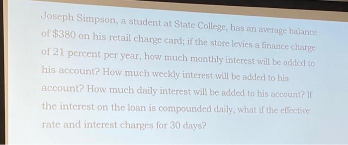 of $380 on his retail charge card; if the store levies a