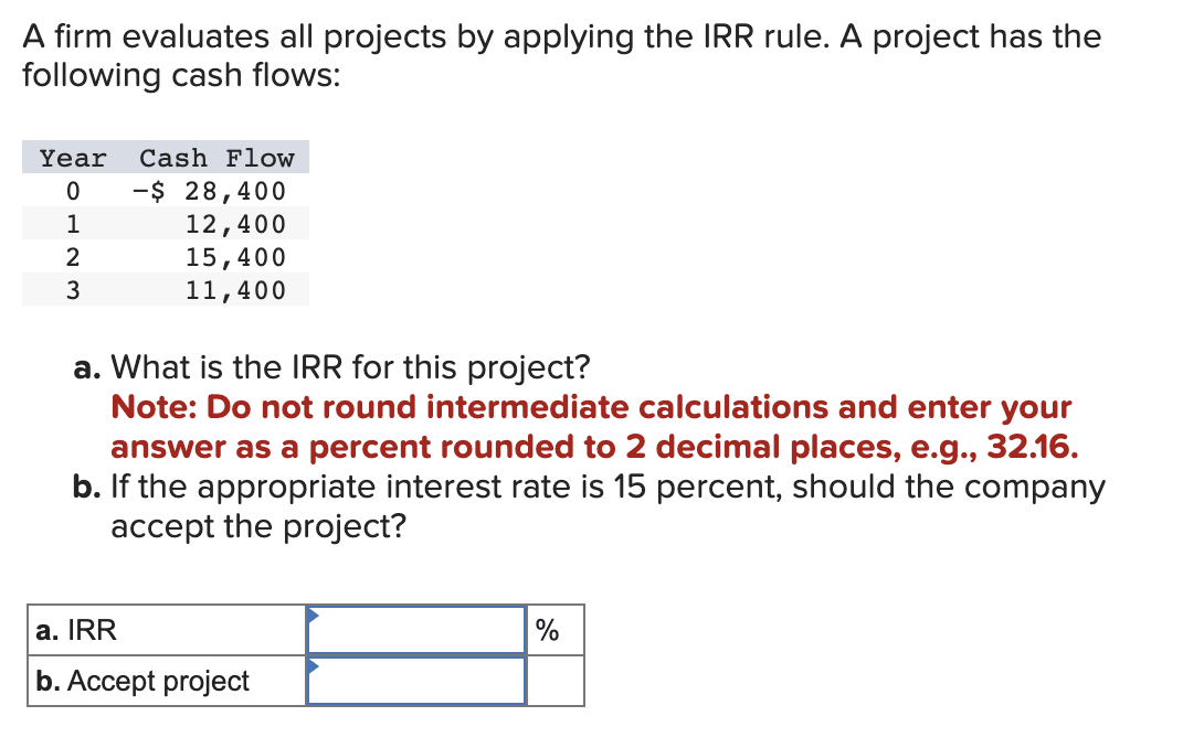  Solve this problem using Excel. A firm evaluates all projects by