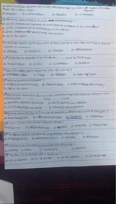 be carried out is cd- A-Business model B-NPO- C-Business- D-Business plan- 2-Evidence