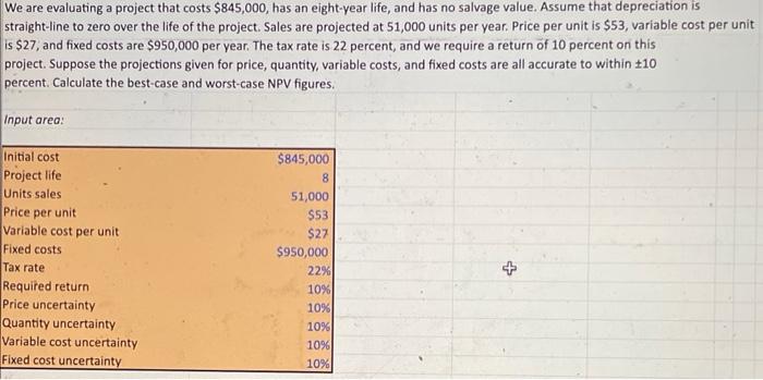 please answer in formulas :) We are evaluating a project that costs