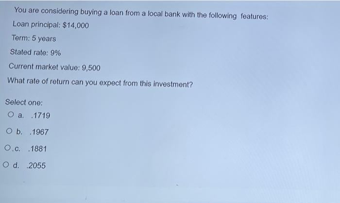 ob 1423 O c. 1365 O d. 1201 What is the NPV