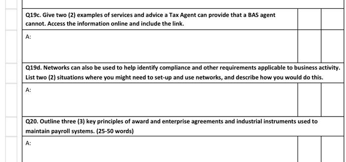 19 c and d , 20 Q19c. Give two (2) examples of