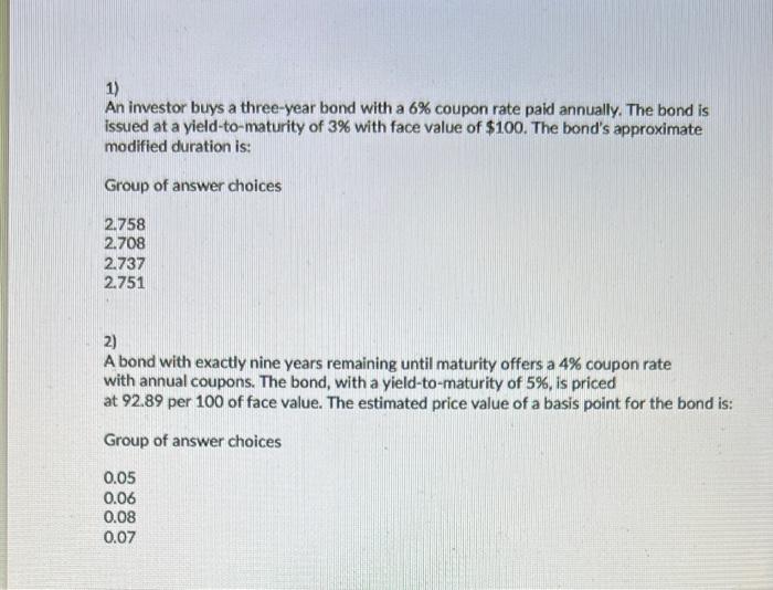 please solve this in excel with formulas given 1) An investor buys