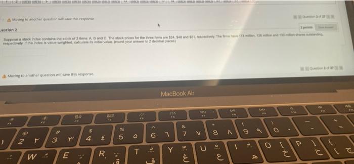 points Suppose a stock index contains the stock of 3 firms A,