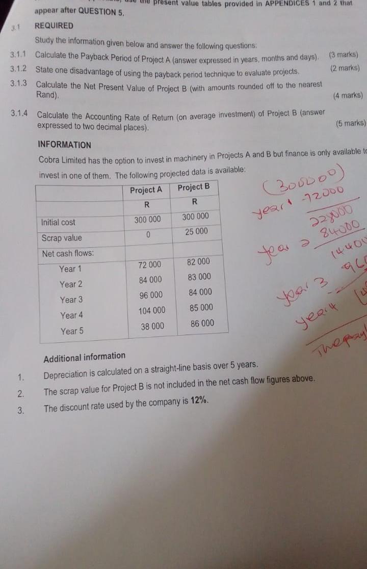  appear after QUESTION 5. REQUIRED Study the information given below and