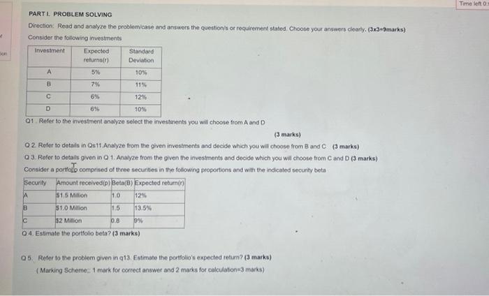  PART I. PROBLEM SOLVING Direction: Read and analyze the problemvase and