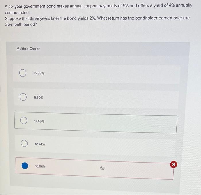 How do you solve this on excel ? A six-year government bond
