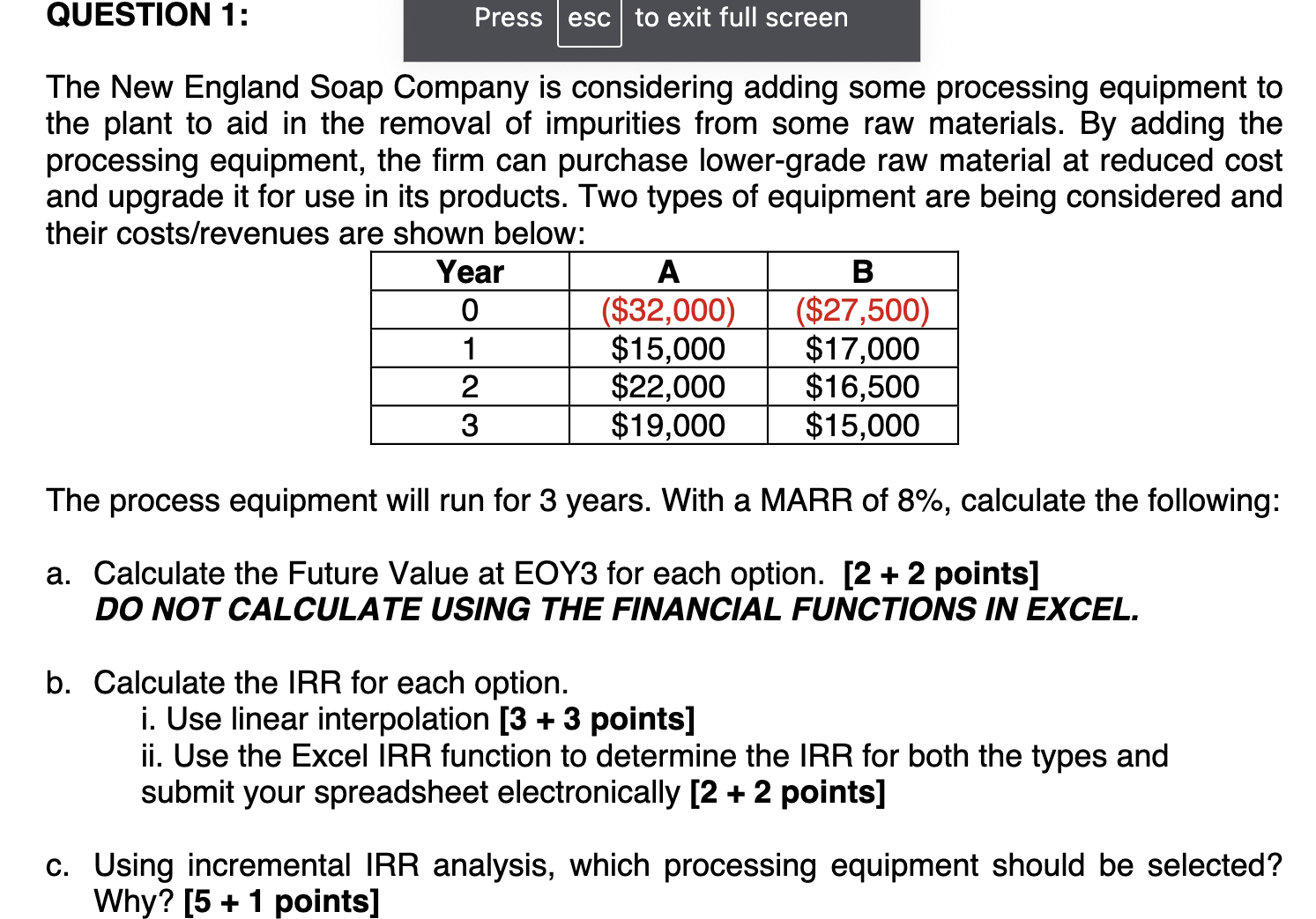 The New England Soap Company is considering adding some processing equipment