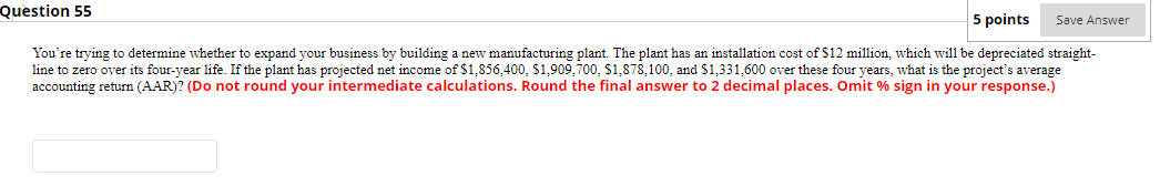 Question 55 5 points Save Answer You're trying to determine whether