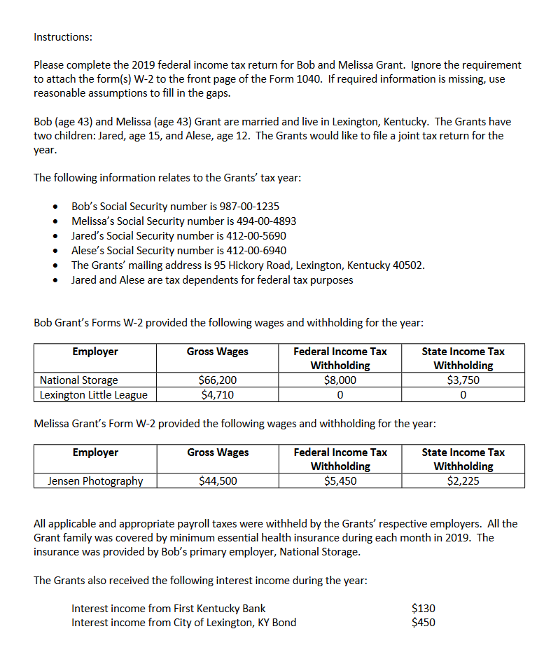 forms needed: (FORM 1040, SCHEDULE A, SCHEDULE B, FORM 4952, SCHEDULE 1)