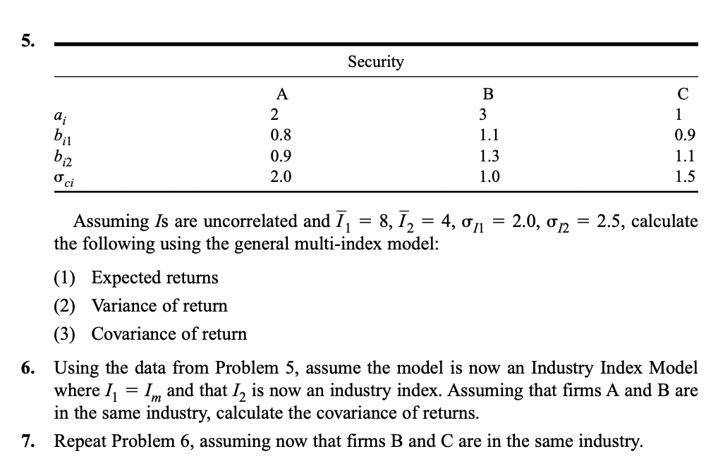ONLY QUESTION 7 5. Security 2 3 1 0.8 1.1 0.9