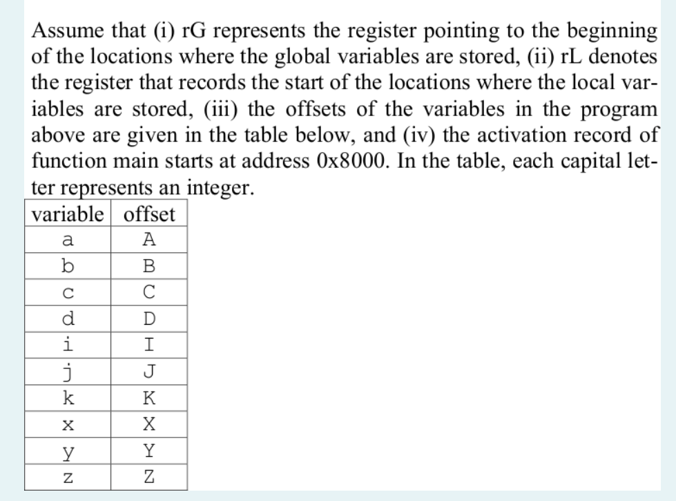 code that is irrelevant to this question. int fo( int a, int
