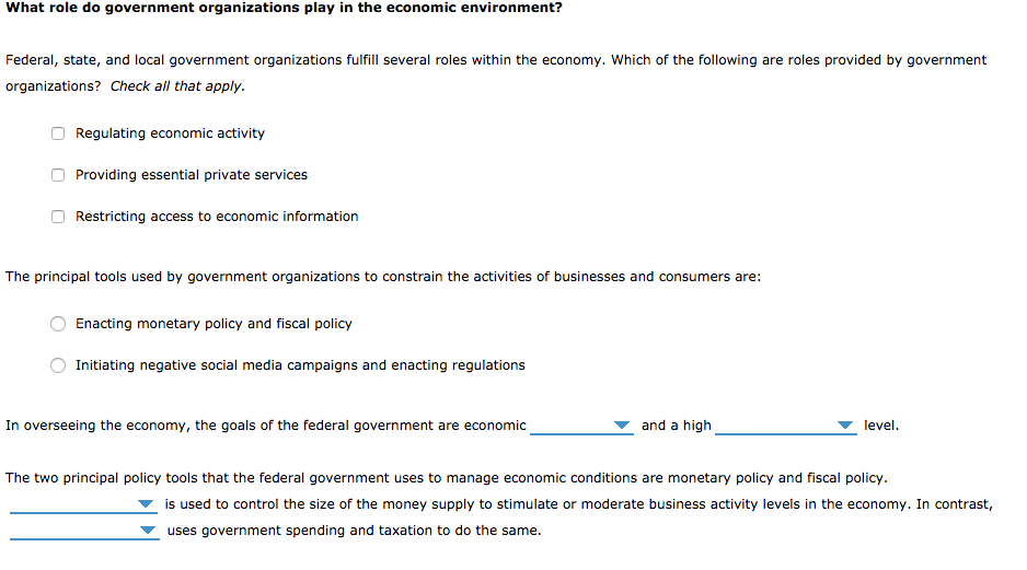 Drop Down Options: 1. instability OR stability 2. unemployment OR employment 3.