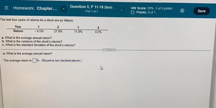  = Homework: Chapter... Question 5, P 11-18 (boo Part 1 of
