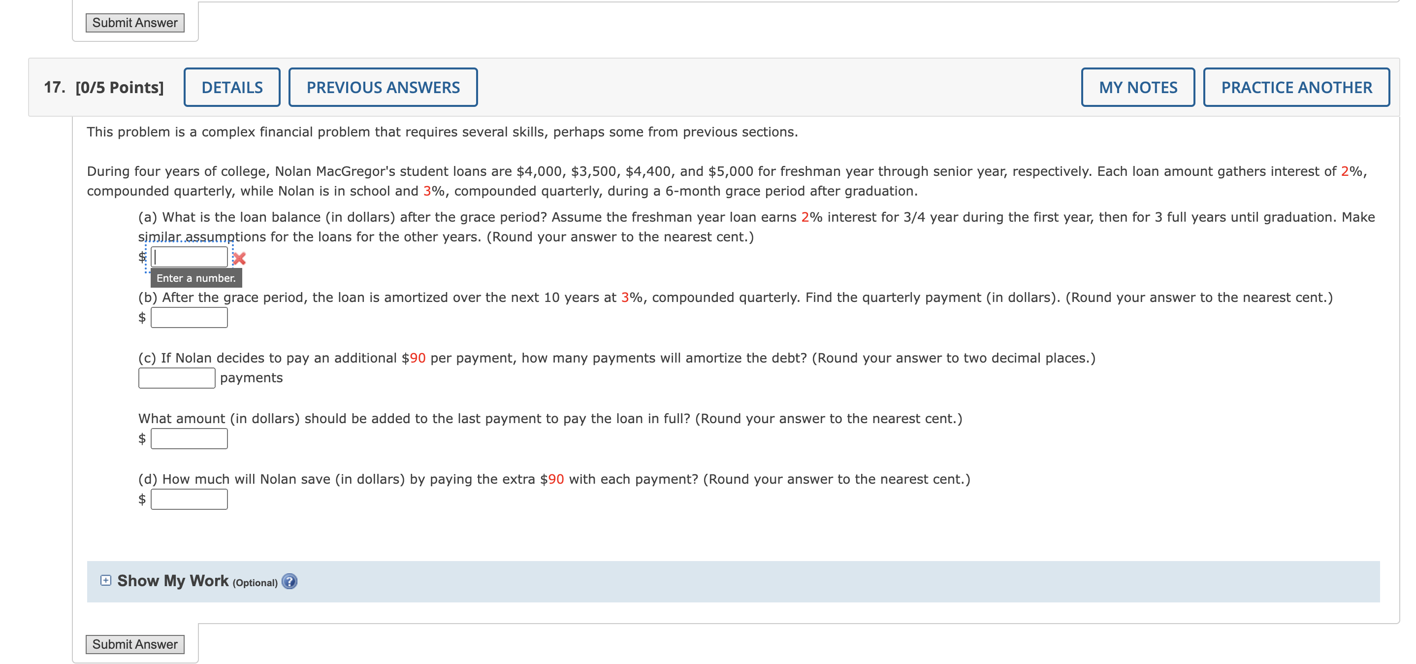 Help with a-d please! This problem is a complex financial problem that