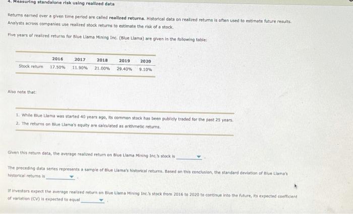 measuring standalone risk using realized data 4. Measuring standalone risk using realized