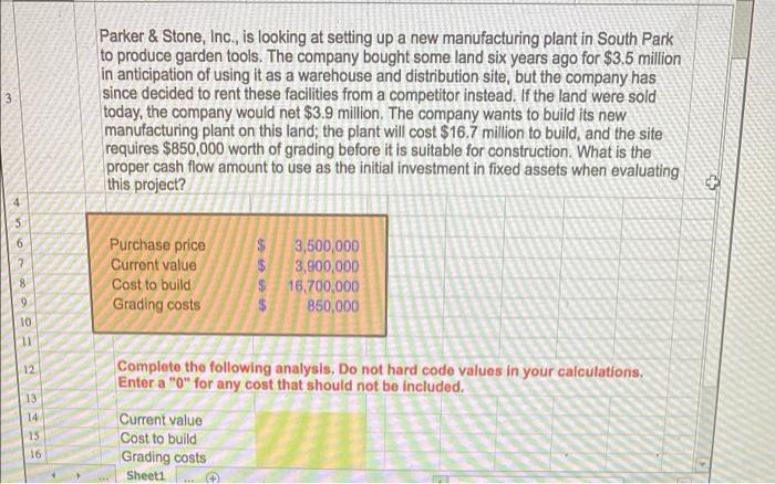 please include excel formulas 3 Parker & Stone, Inc., is looking at