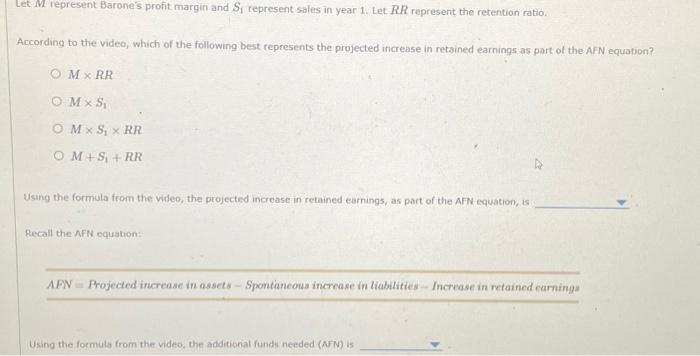 projected increase in retained earnings, as part of the AFN equation, is