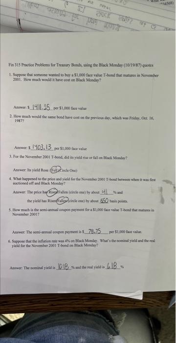 answers r correct how do u solve Fin 315 Practice Problems for