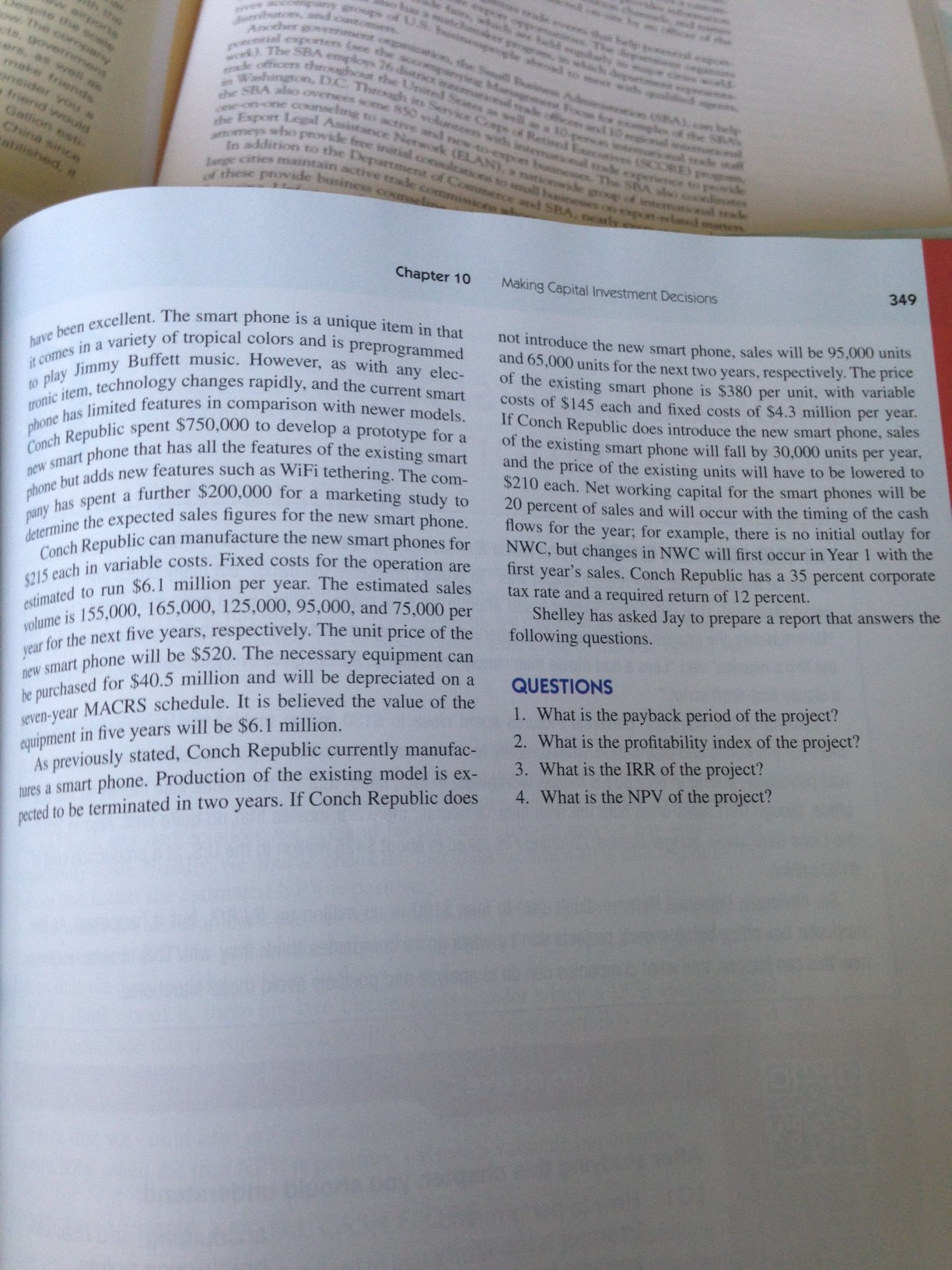 The question is Chapter 10 1MC: What is the payback period of