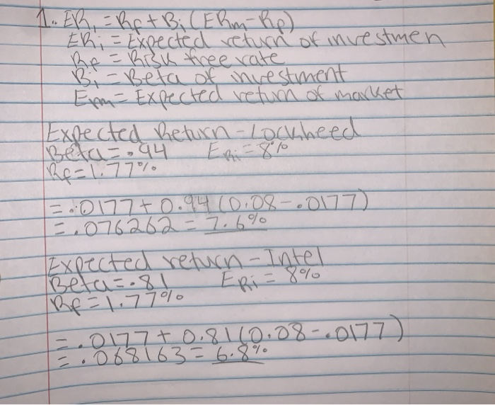 a standard deviation of 9%. The correlation (p) between Lockheed and Intel