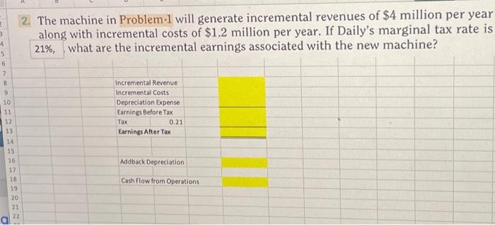  2. The machine in Problem I will generate incremental revenues of