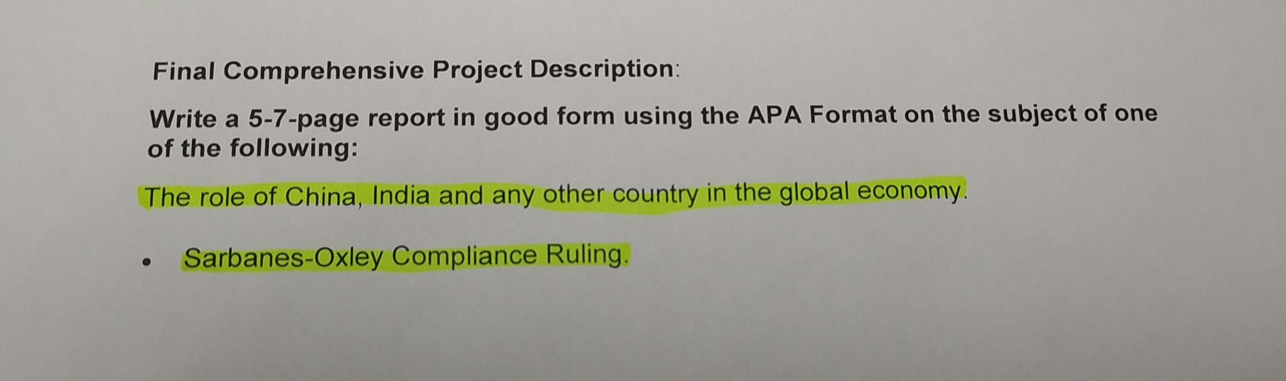  Final Comprehensive Project Description: Write a 5-7-page report in good form