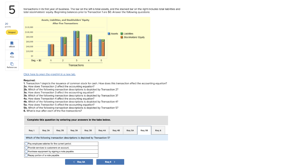 Transaction 2 affect the accounting equation? 2b. Which of the following transaction