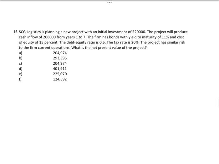  ... 16 SCG Logistics is planning a new project with an