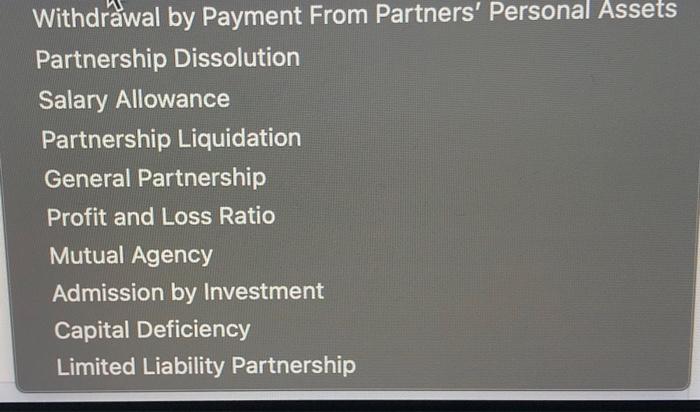 list of choices choices Select the correct term for each of the