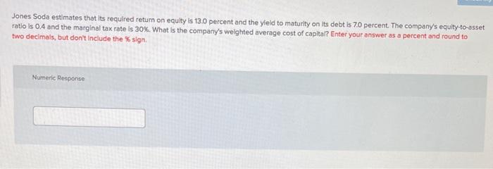  Jones Soda estimates that its required return on equity is 13.0