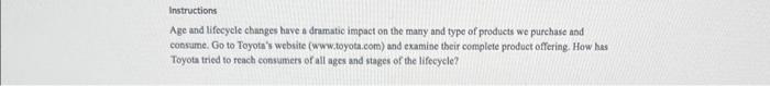  Instruction Age and lifecycle changes have a dramatic impact on the